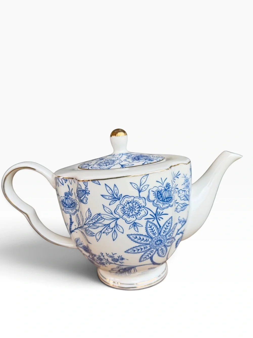 Grace Teaware Blue White Floral Teapot Porcelain Chinoiserie Grandmillennial